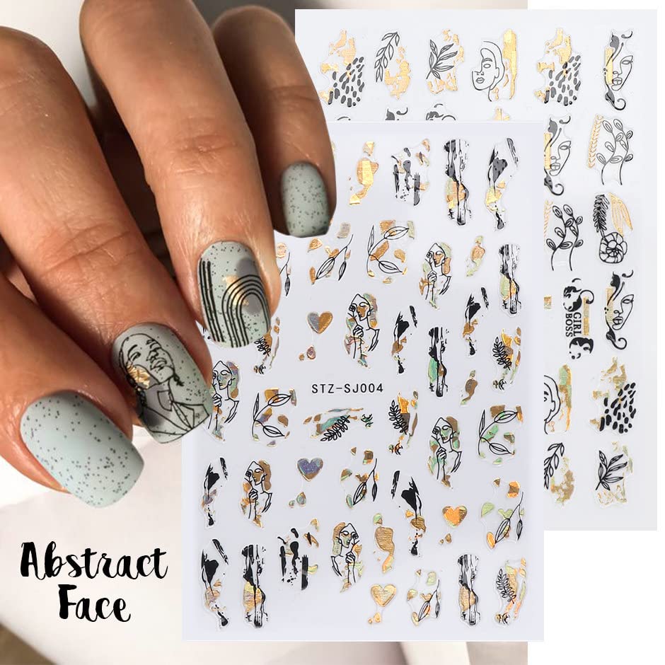 Amazon.com: 9 Sheets Gold Nail Art Stickers, Laser Gold Flowers